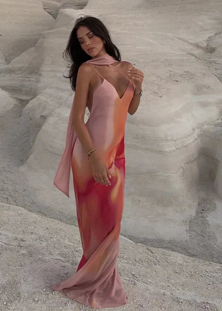 Women's SOERA Elena Open-Back Ombre Satin Maxi Dress