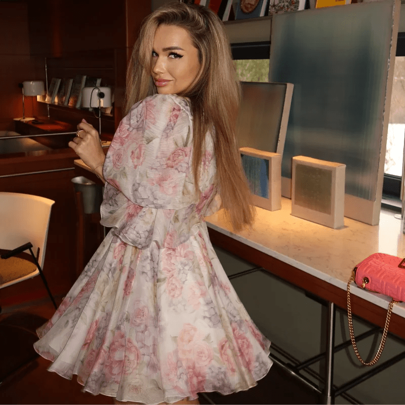 Women's Evangeline V-Neck Floral Chiffon Dress