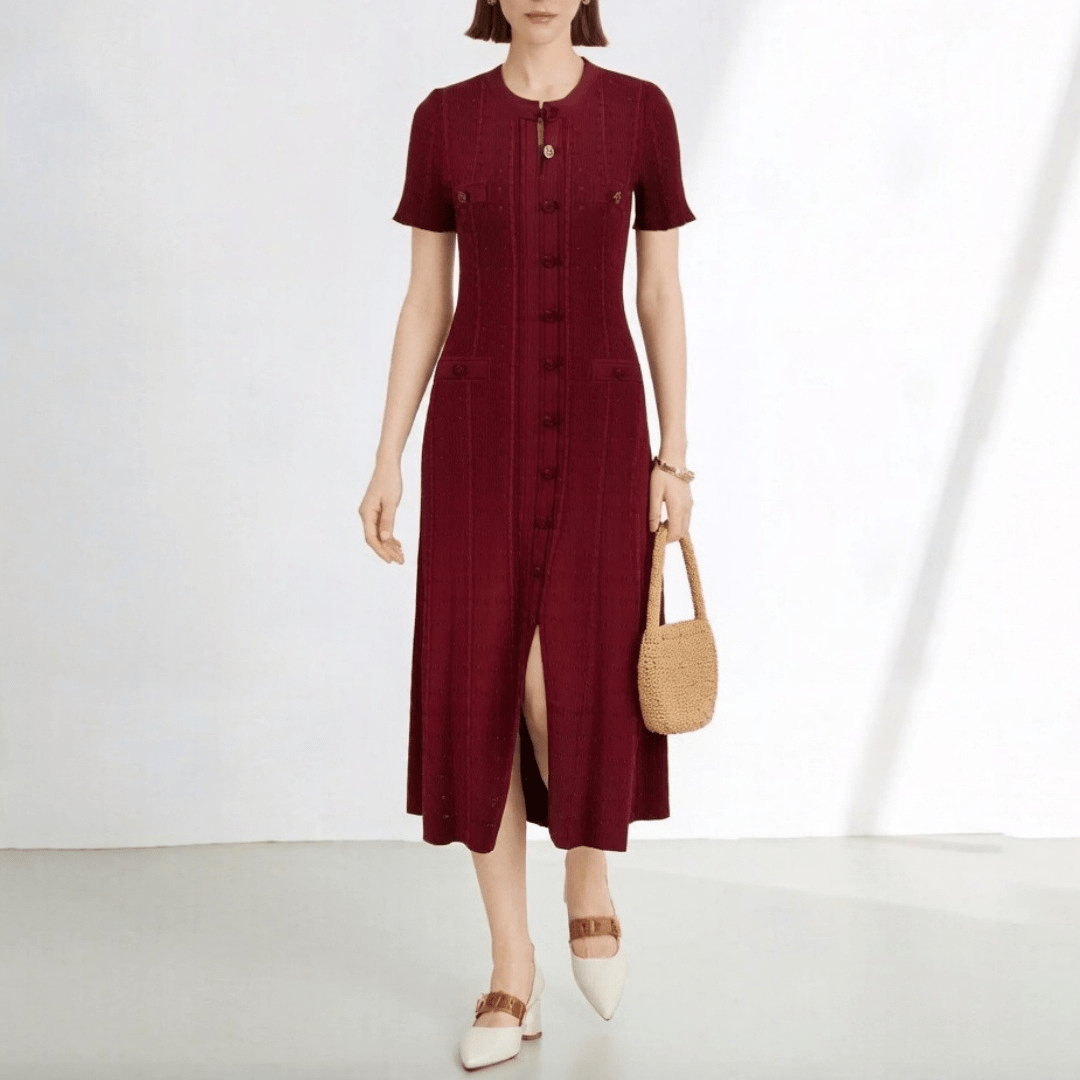 Women's SOERA Hannelore French V-Neck Knitted Slit Dress