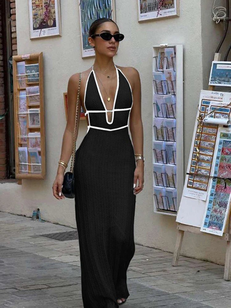 Women's Harley Lace Up Halter Maxi Dress