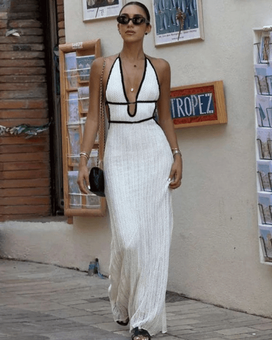 Women's Harley Lace Up Halter Maxi Dress
