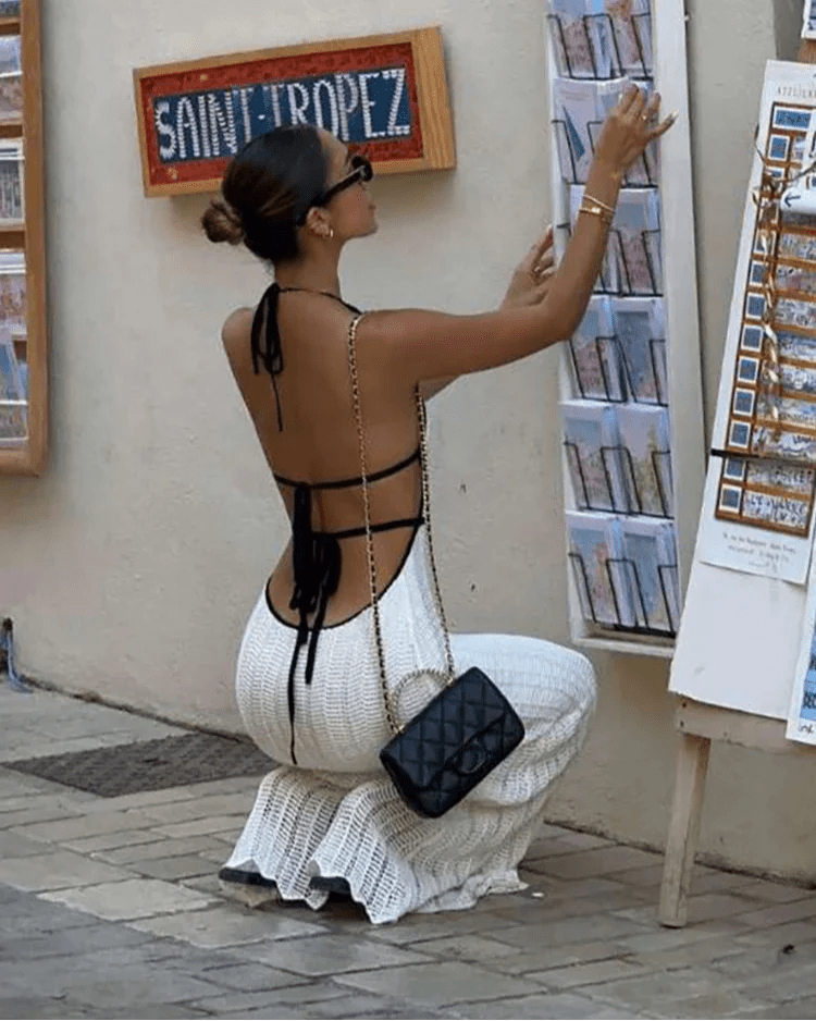 Women's Harley Lace Up Halter Maxi Dress