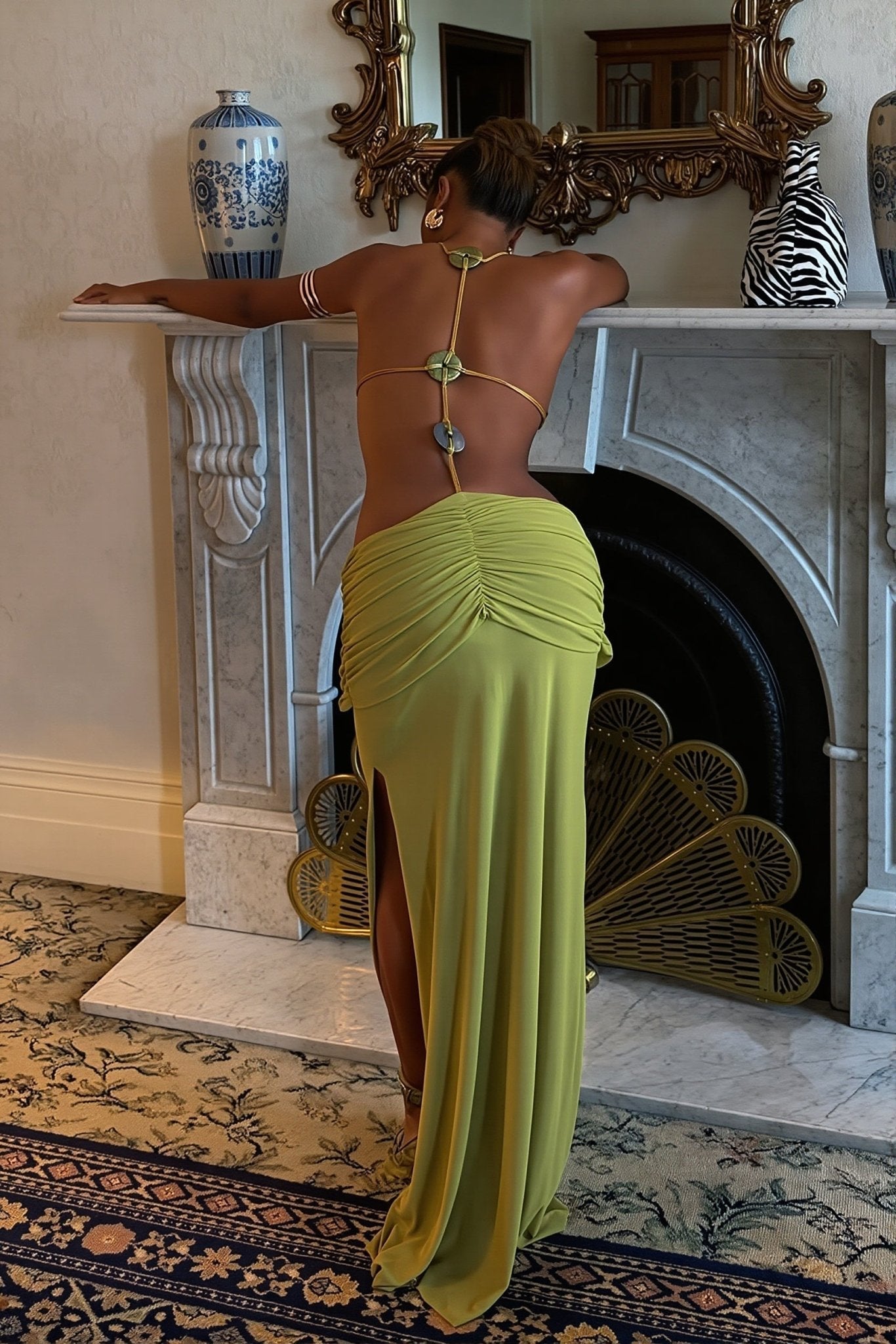 Women's Hillary Beaded Halter Maxi Dress