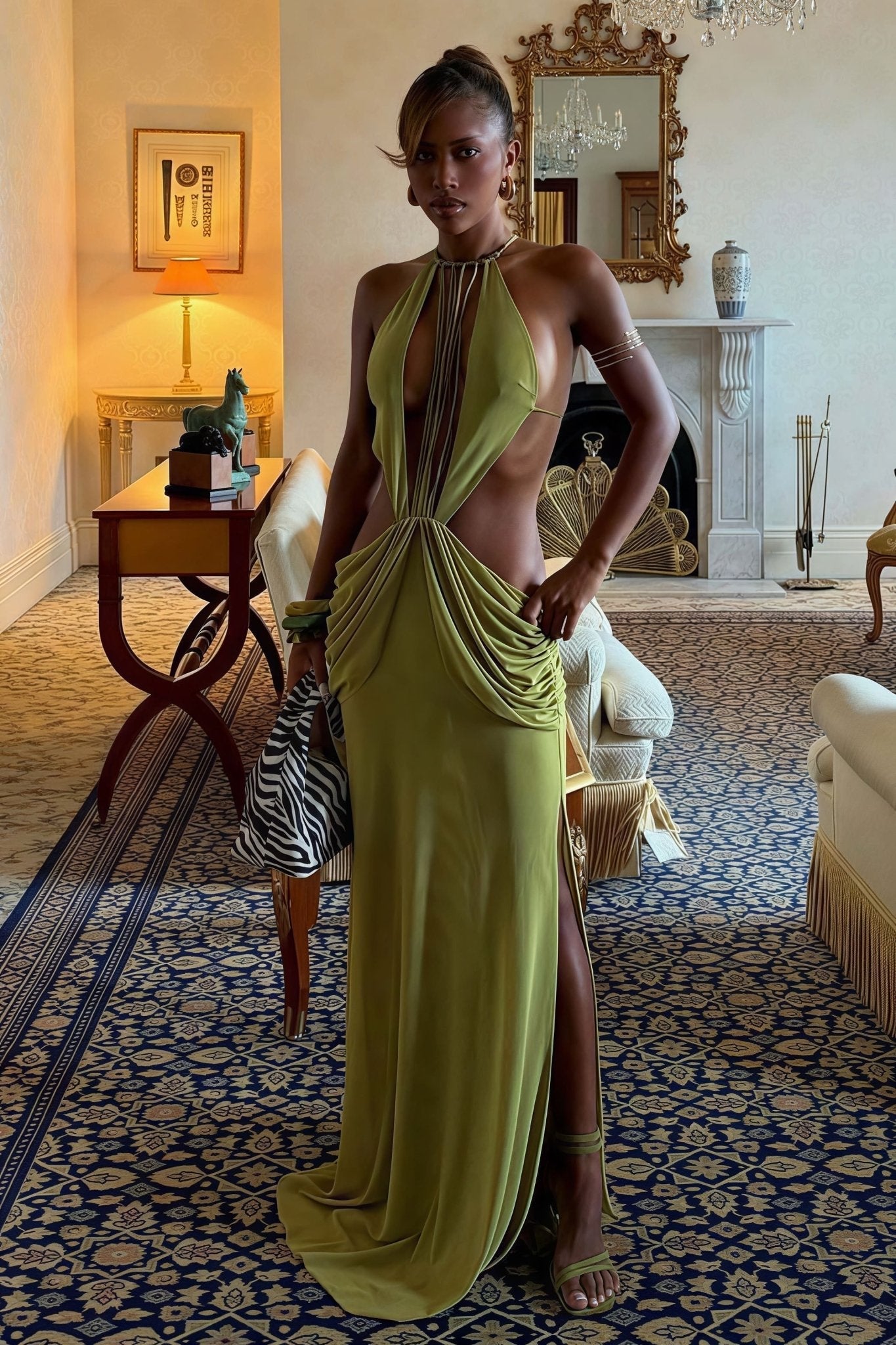 Women's Hillary Beaded Halter Maxi Dress