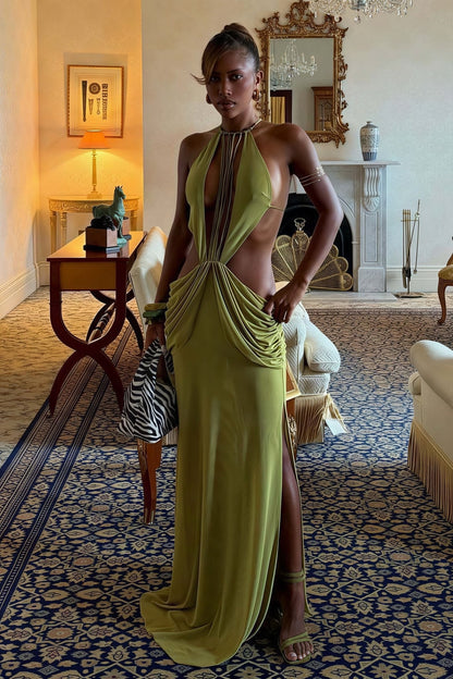 Women's Hillary Beaded Halter Maxi Dress