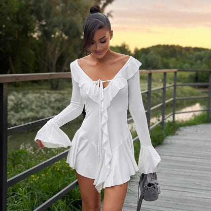 Women's SOERA Iris V-Neck Ruffle Mini Dress