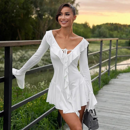 Women's SOERA Iris V-Neck Ruffle Mini Dress