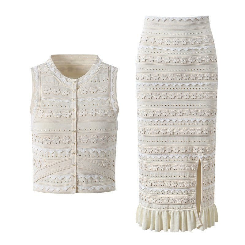 Women's SOERA Isabella Floral Knit Vest & Ruffle Midi Skirt Set