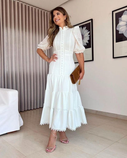 Women's SOERA Isabelle Eyelet Lace Puff Sleeves Midi Dress