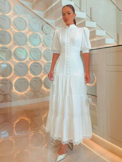 Women's SOERA Isabelle Eyelet Lace Puff Sleeves Midi Dress
