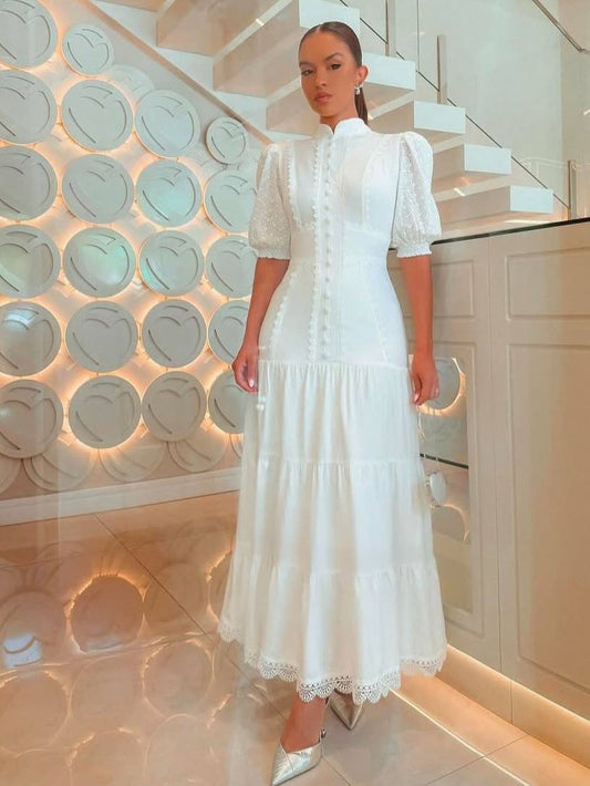 Women's SOERA Isabelle Eyelet Lace Puff Sleeves Midi Dress
