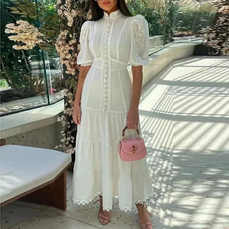 Women's SOERA Isabelle Eyelet Lace Puff Sleeves Midi Dress