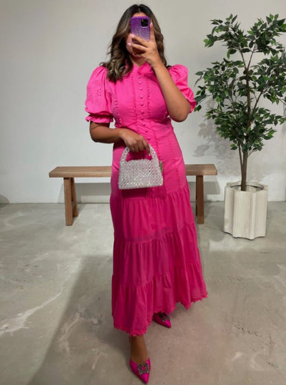 Women's SOERA Isabelle Eyelet Lace Puff Sleeves Midi Dress