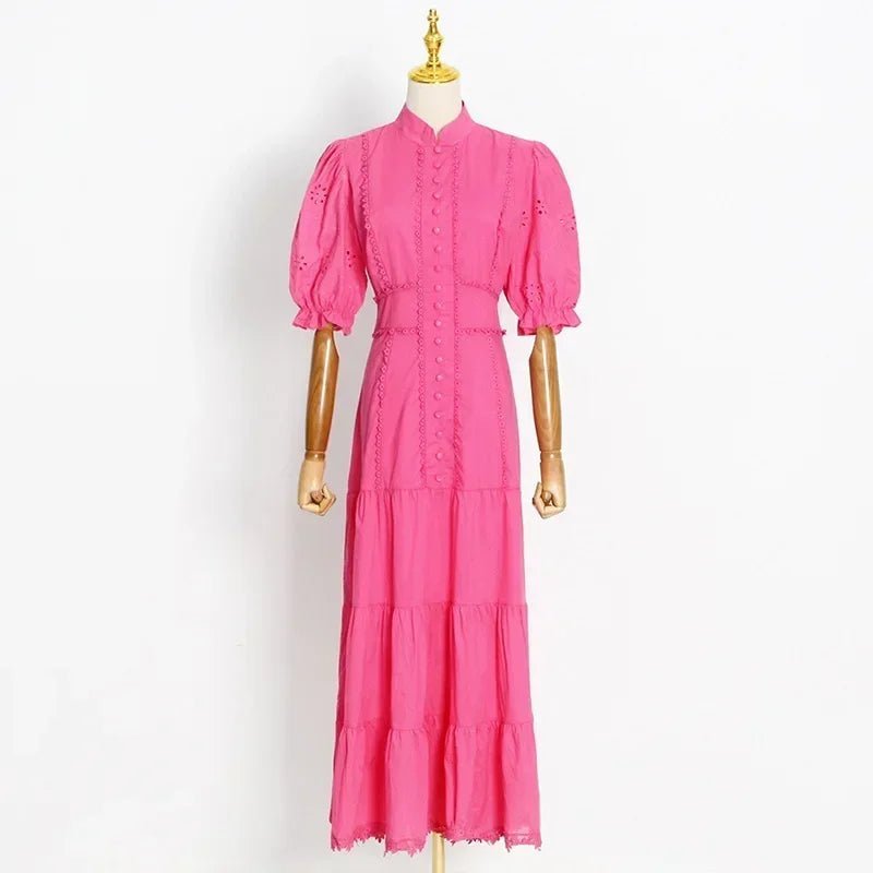 Women's SOERA Isabelle Eyelet Lace Puff Sleeves Midi Dress