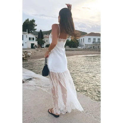 Women's SOERA Margot Satin Lace-Trim Maxi Dress