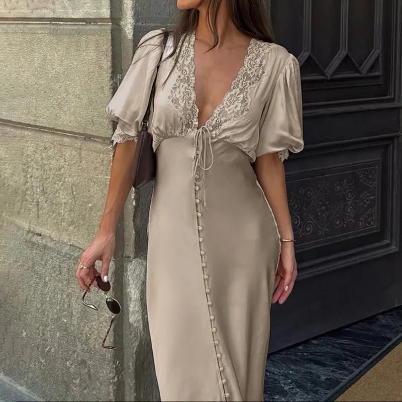 Women's SOERA Micaela Puff Sleeve Lace-Up Maxi Dress