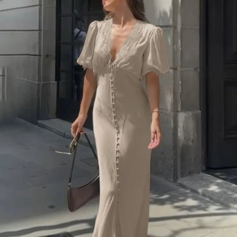 Women's SOERA Micaela Puff Sleeve Lace-Up Maxi Dress