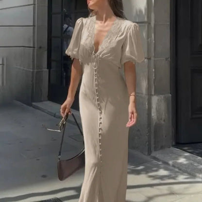 Women's SOERA Micaela Puff Sleeve Lace-Up Maxi Dress