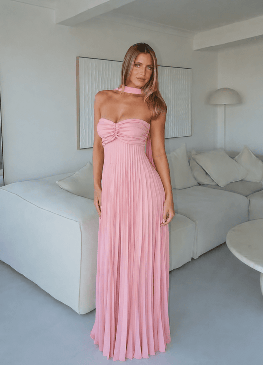 Women's Olivia Strapless Backless Mesh Maxi Dress with Scarf