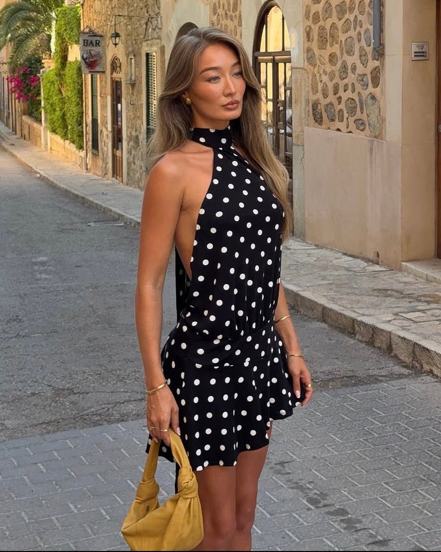 Women's SOERA Serena Open-Back Polka Dot Halter Mini Dress
