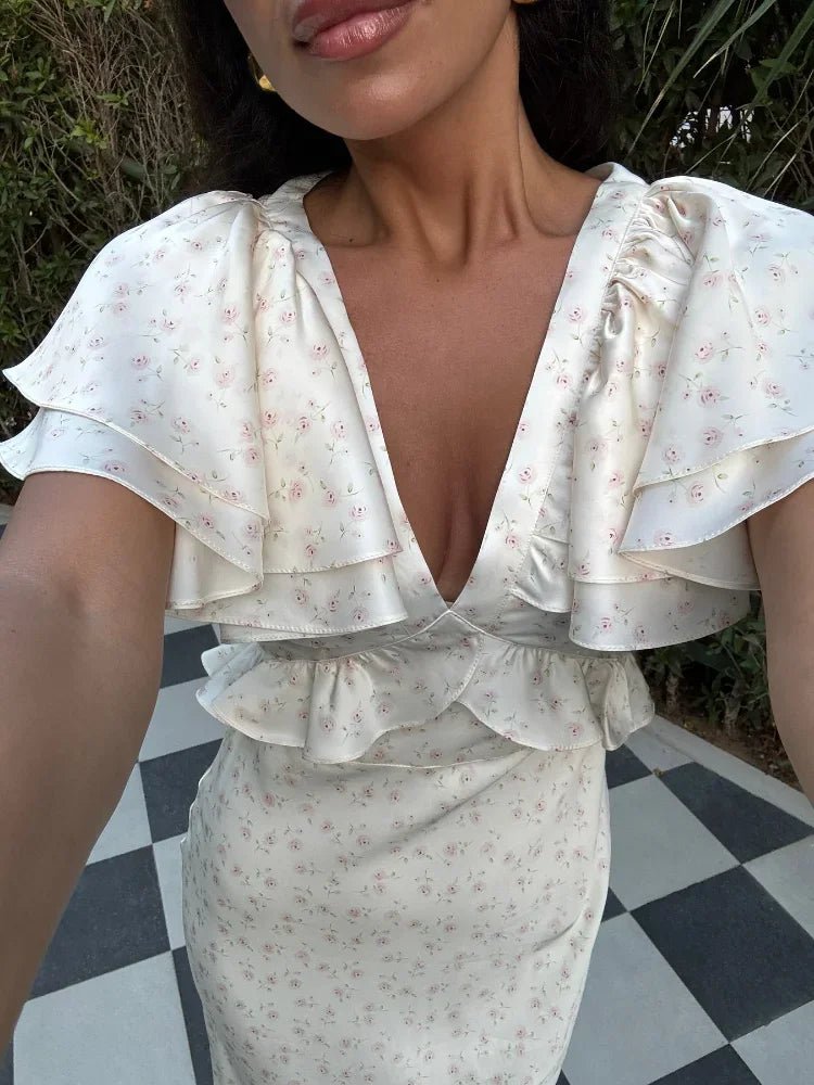Women's Taylor Ruffle Sleeves Midi Dress