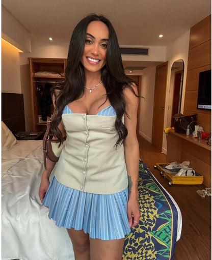 Women's SOERA Trina Striped Pleated Corset Mini Dress