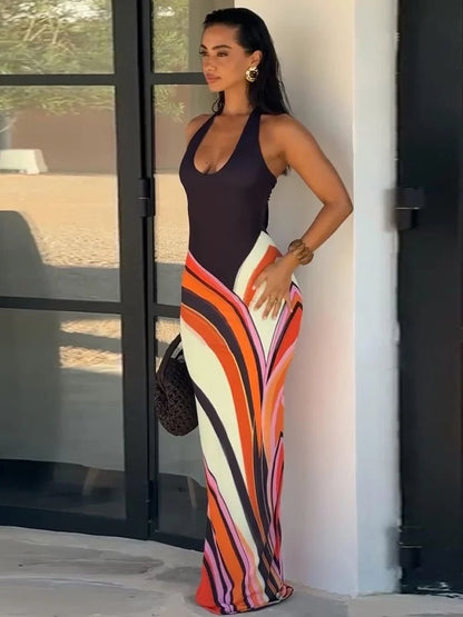 Women's SOERA Valentina Colorblock Swirl Pattern Maxi Dress
