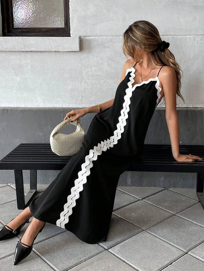 Women's SOERA Valentina Contrast Lace Open-Back Maxi Dress