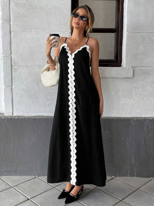 Women's SOERA Valentina Contrast Lace Open-Back Maxi Dress