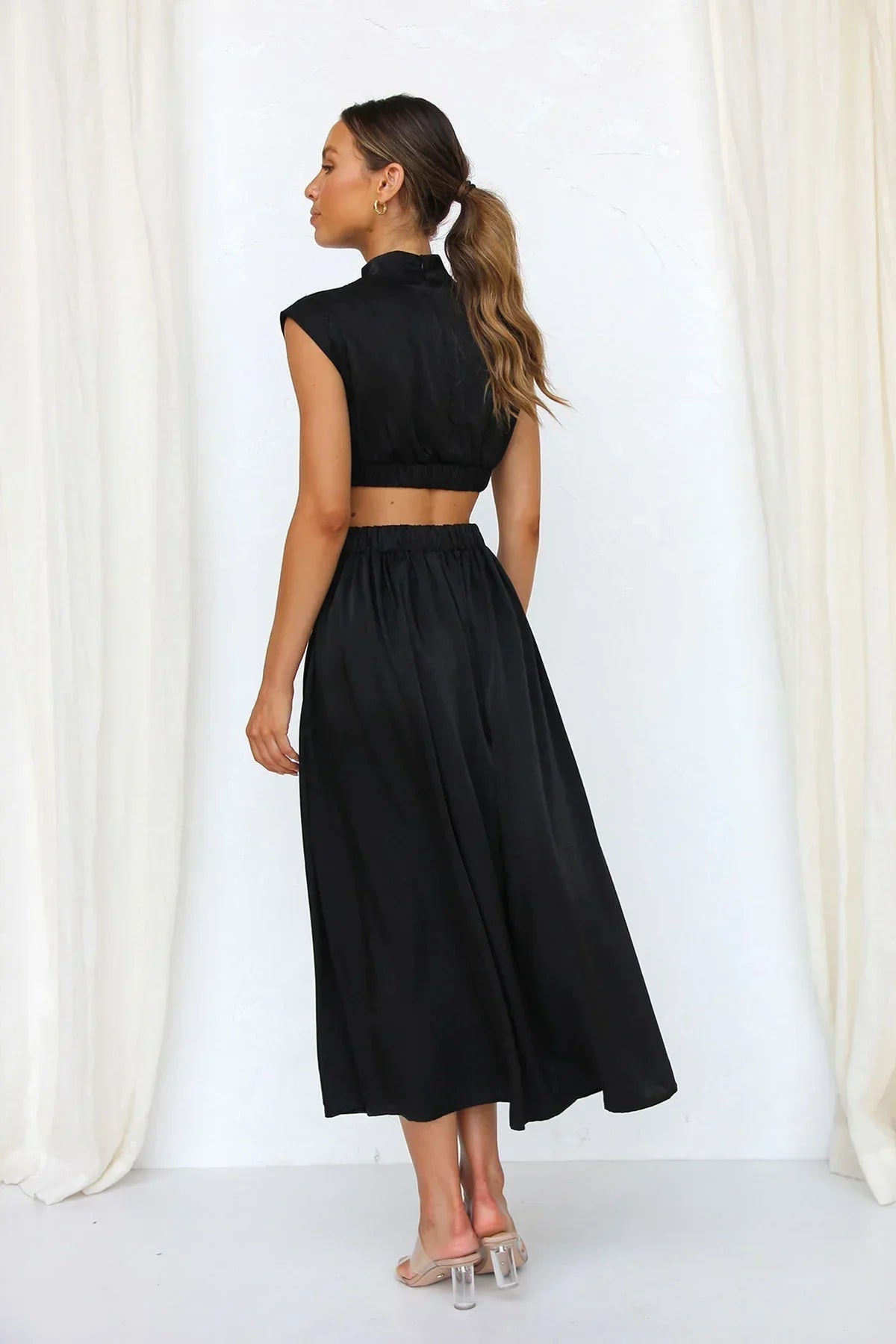 Women's SOERA Valentina High-Neck Midi Dress with Waist Cutouts