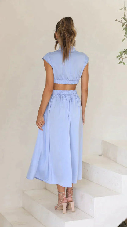 Women's SOERA Valentina High-Neck Midi Dress with Waist Cutouts