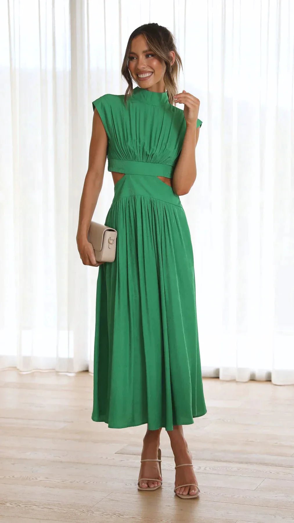 Women's SOERA Valentina High-Neck Midi Dress with Waist Cutouts