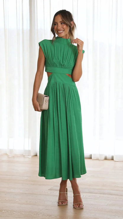 Women's SOERA Valentina High-Neck Midi Dress with Waist Cutouts