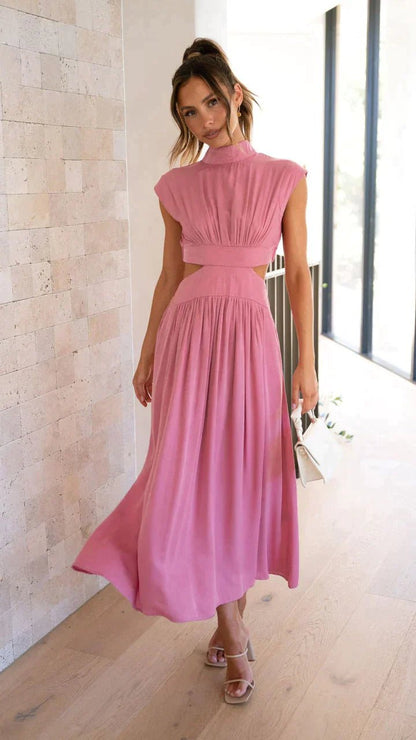 Women's SOERA Valentina High-Neck Midi Dress with Waist Cutouts