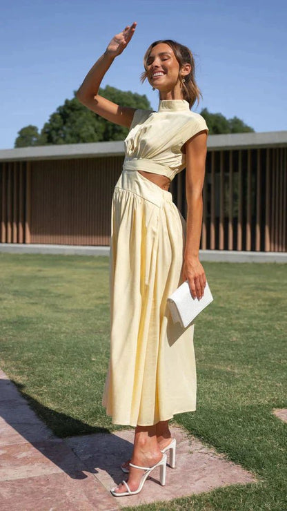 Women's SOERA Valentina High-Neck Midi Dress with Waist Cutouts
