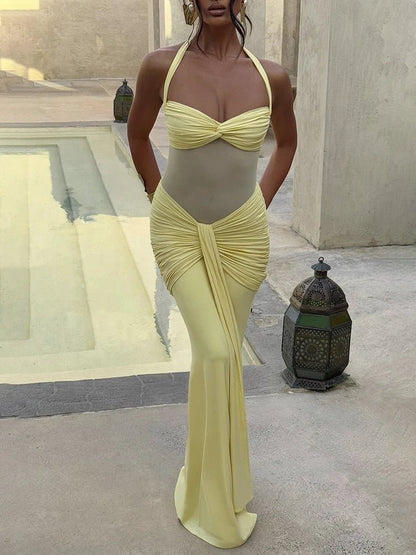 Women's SOERA Veracity Halter Backless Ruched Maxi Dress