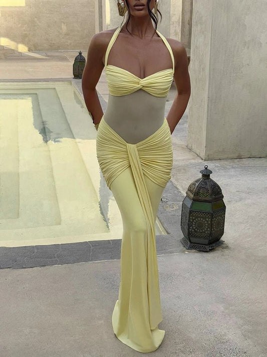 Women's SOERA Veracity Halter Backless Ruched Maxi Dress