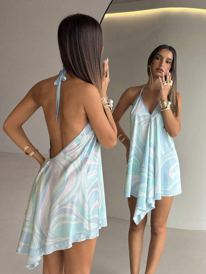Women's Alona Asymmetrical Deep V Beach Dress Green
