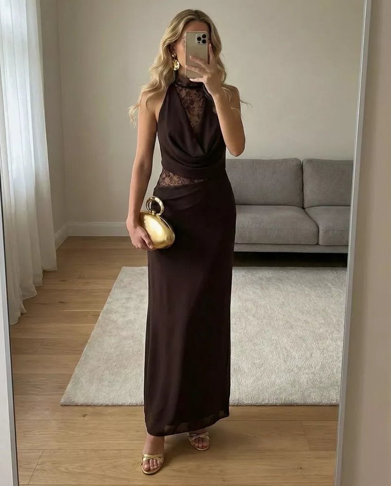 Women's SOERA Beatrice Halter Lace Patchwork Maxi Dress