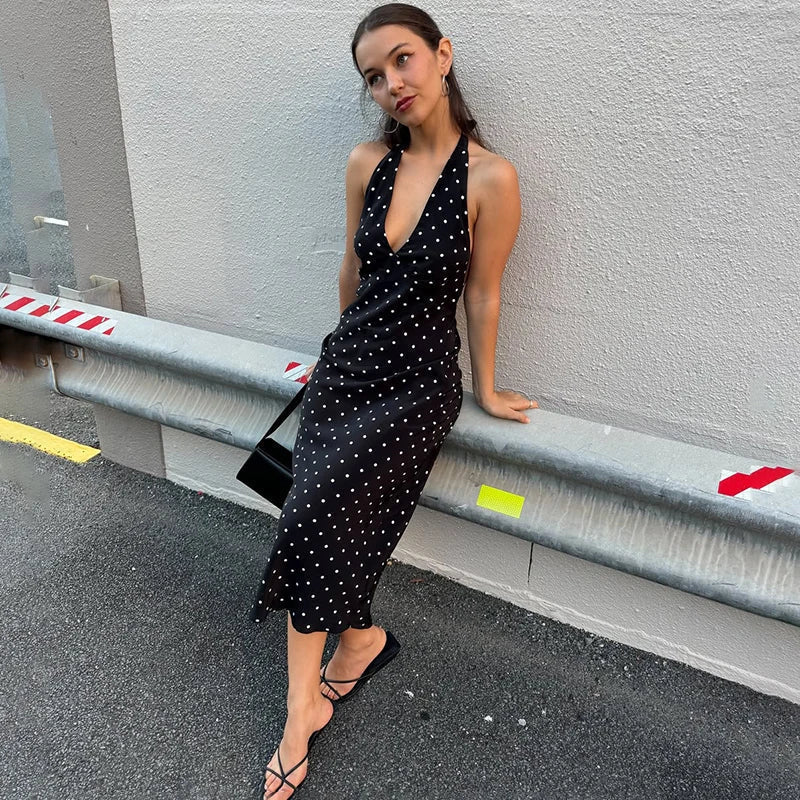 Women's SOERA Bianca Polka Dot Halter Maxi Dress