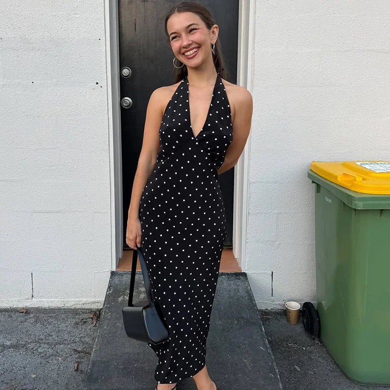 Women's SOERA Bianca Polka Dot Halter Maxi Dress
