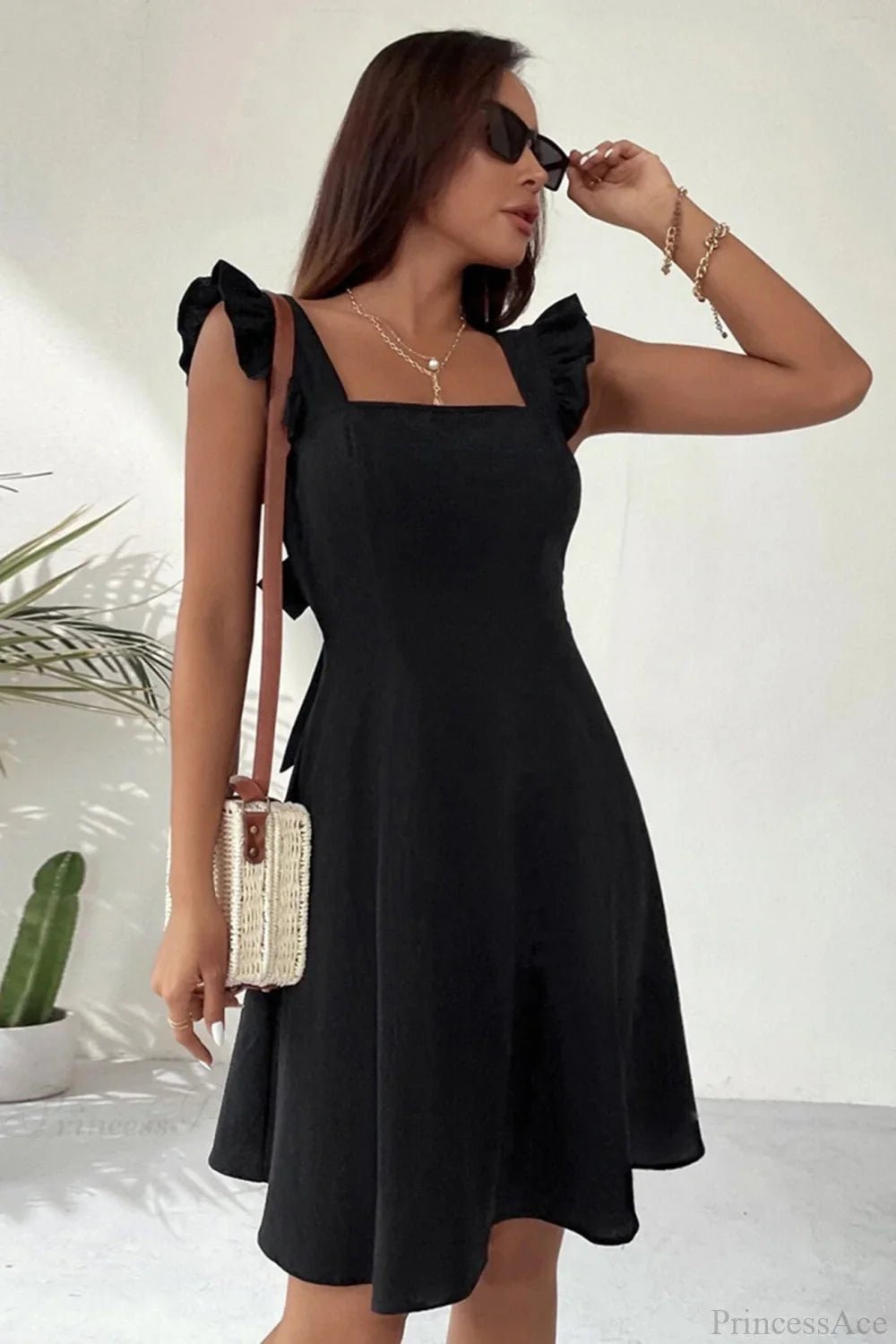 Women's SOERA Bianca Sleeveless Mini Dress with Ruffle Tie-back