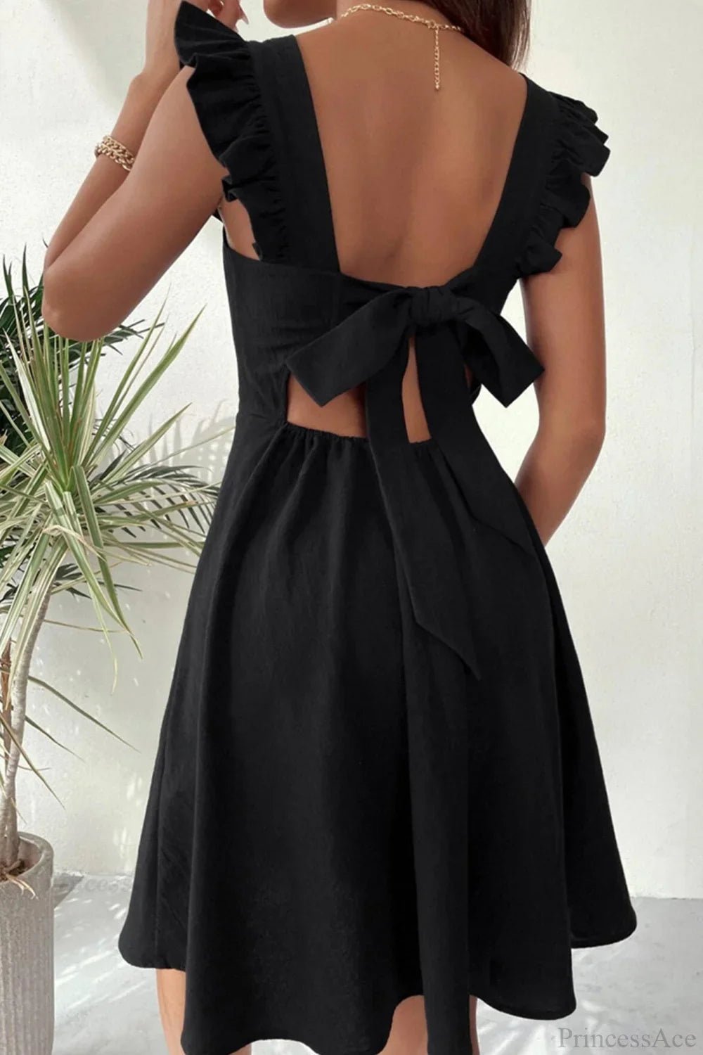 Women's SOERA Bianca Sleeveless Mini Dress with Ruffle Tie-back