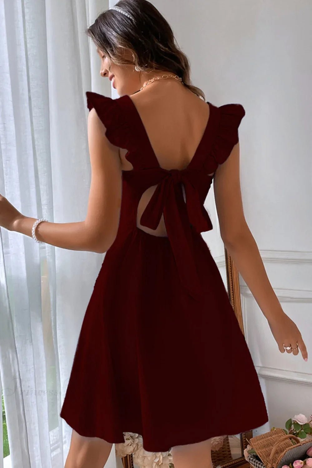 Women's SOERA Bianca Sleeveless Mini Dress with Ruffle Tie-back