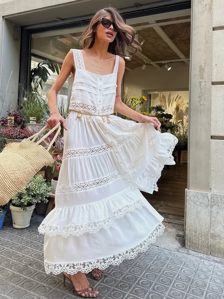 Women's SOERA Bianca Tiered Lace Patchwork Maxi Dress