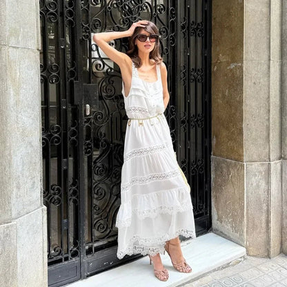Women's SOERA Bianca Tiered Lace Patchwork Maxi Dress