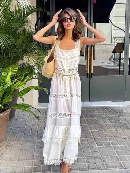 Women's SOERA Bianca Tiered Lace Patchwork Maxi Dress