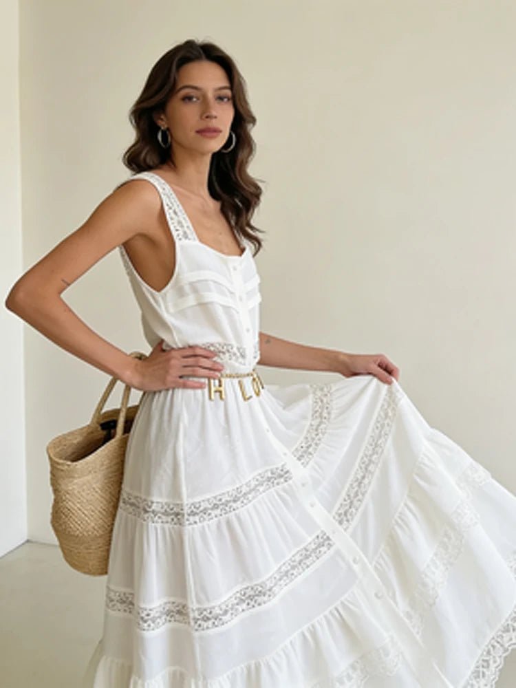 Women's SOERA Bianca Tiered Lace Patchwork Maxi Dress