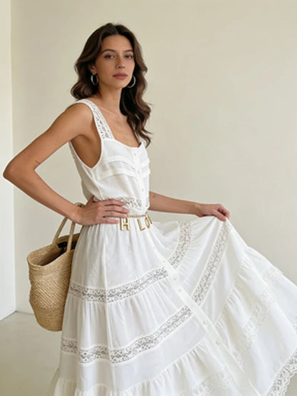 Women's SOERA Bianca Tiered Lace Patchwork Maxi Dress