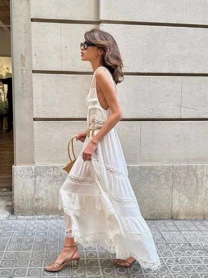Women's SOERA Bianca Tiered Lace Patchwork Maxi Dress